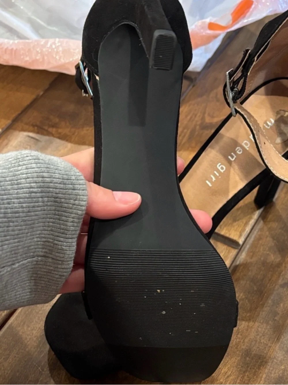 Ara Black Ankle-Strap Suede Heels